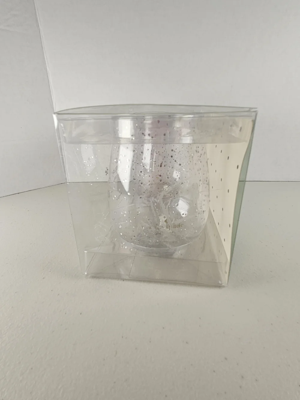 kate spade Silver Glitter Clear Wine Glass Set Of Two 18 Oz Acrylic Glass
